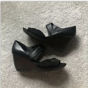 Black Suede Camper Wedges